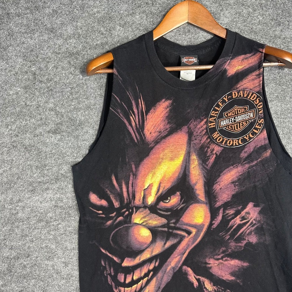 Harley Davidson Joker Clown Shirt St Paul Mens Black‎ Cut Sleeve Tank Top Large - Picture 11 of 14